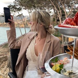 Stylish Tan Double-Breasted Blazer